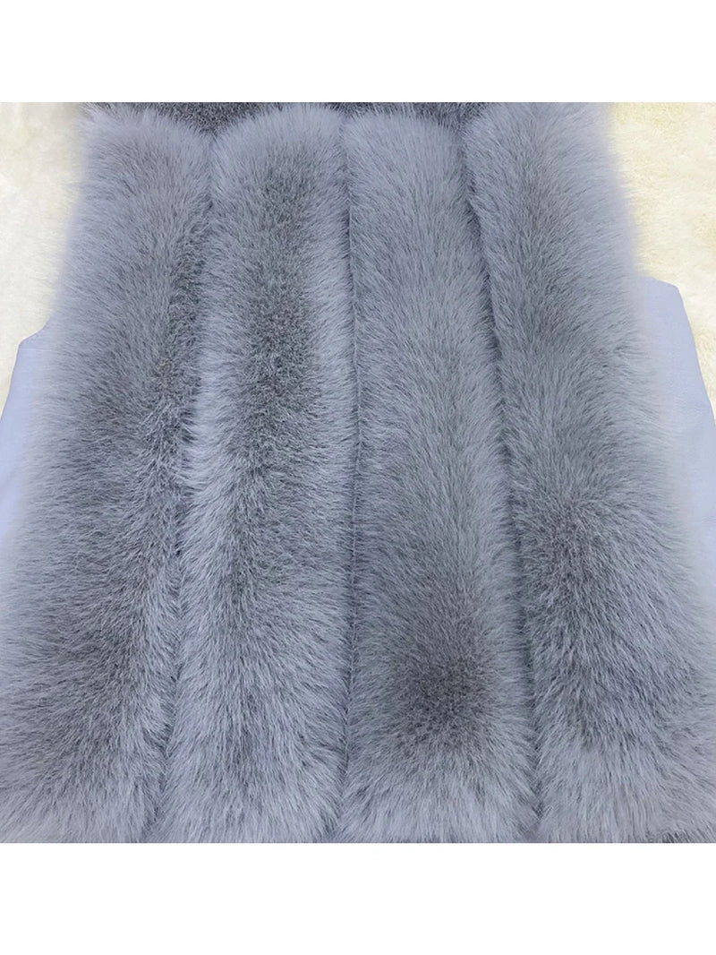 Luxury Fur Coats Long Sleeve Cropped Fluffy Faux Fox Fur Coat Women Pink White Jacket Tops Winter Jackets for Women 2025