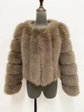Luxury Fur Coats Long Sleeve Cropped Fluffy Faux Fox Fur Coat Women Pink White Jacket Tops Winter Jackets for Women 2025