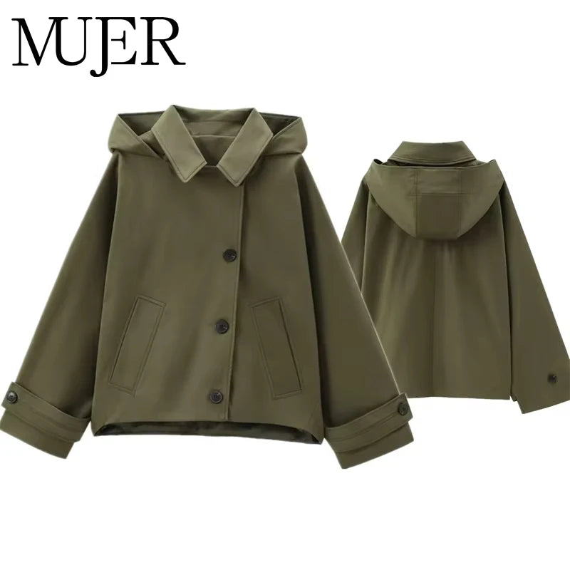 Hooded Women'S Trench Coat Long Sleeve Women'S Windbreaker New in Coats and Jackets for Women Winter Coats Woman Trench
