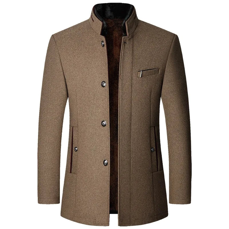 Men Woollen Trench Coats Cashmere Blazers Jackets Stand-Up Collar Business Casual Suits Coats Male Winter Jackets and Coats 4