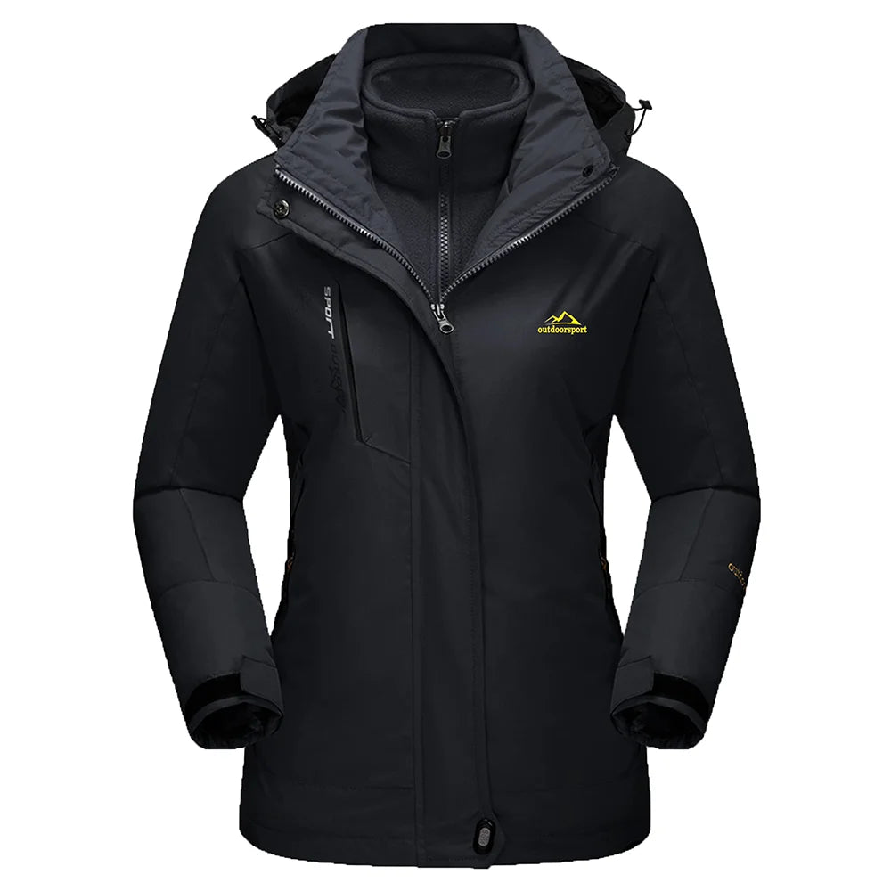 Womens 3 in 1 Winter Fleece Jacket Waterproof Ski Snowboard Jackets Work Rain Coat Outdoor Windbreaker Female Parka