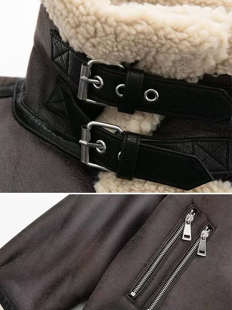 Winter New Coats and Jackets Warm Faux Leather Jacket Thick Oversize Outerwear Long Sleeve Luxury Women'S Jacket 2025