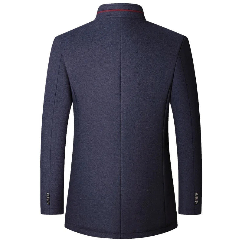 Men Woollen Trench Coats Cashmere Blazers Jackets Stand-Up Collar Business Casual Suits Coats Male Winter Jackets and Coats 4