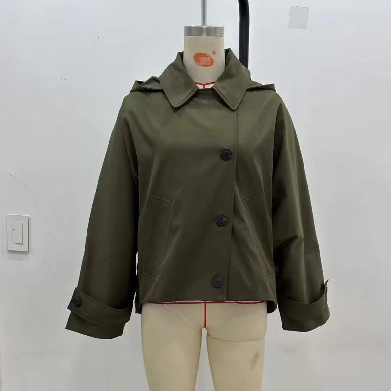 Hooded Women'S Trench Coat Long Sleeve Women'S Windbreaker New in Coats and Jackets for Women Winter Coats Woman Trench