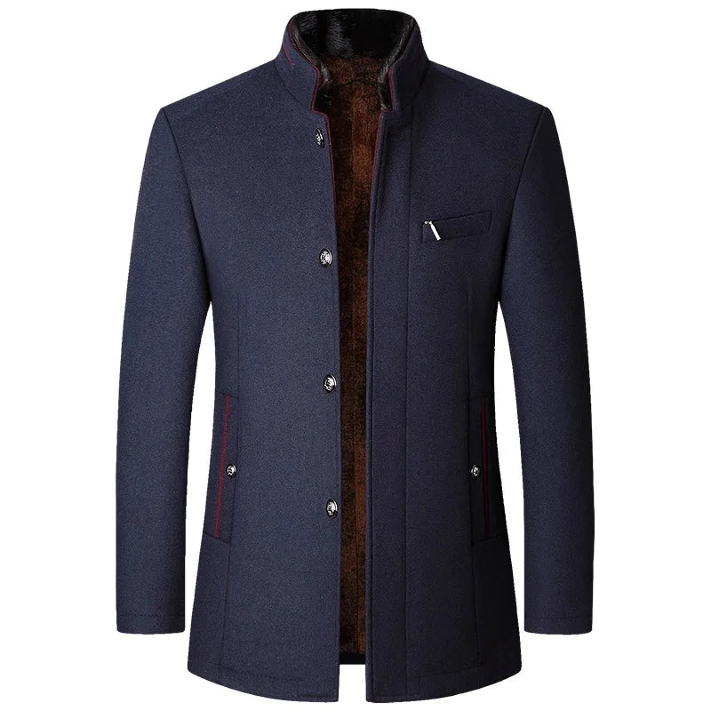 Men Woollen Trench Coats Cashmere Blazers Jackets Stand-Up Collar Business Casual Suits Coats Male Winter Jackets and Coats 4