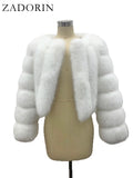 Luxury Fur Coats Long Sleeve Cropped Fluffy Faux Fox Fur Coat Women Pink White Jacket Tops Winter Jackets for Women 2025