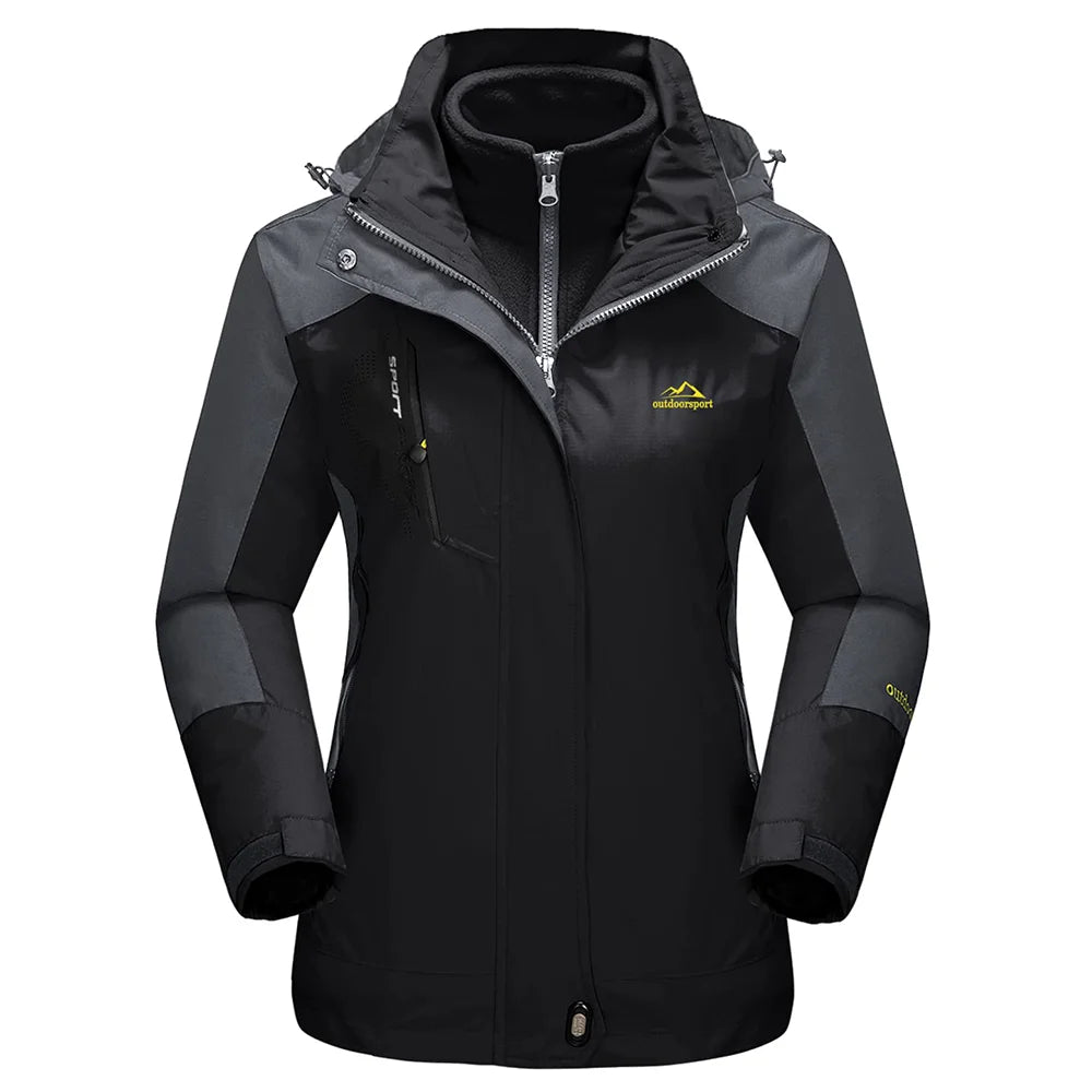 Womens 3 in 1 Winter Fleece Jacket Waterproof Ski Snowboard Jackets Work Rain Coat Outdoor Windbreaker Female Parka