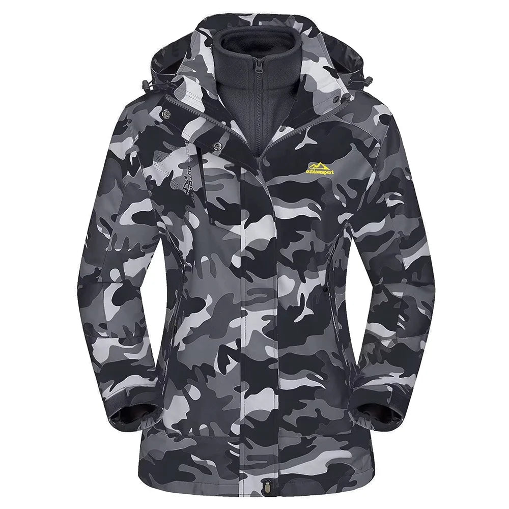 Womens 3 in 1 Winter Fleece Jacket Waterproof Ski Snowboard Jackets Work Rain Coat Outdoor Windbreaker Female Parka