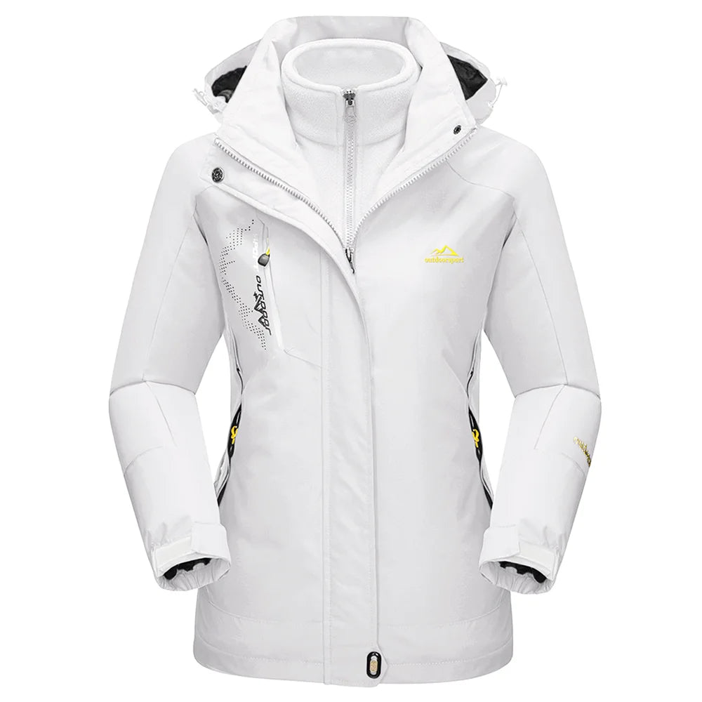 Womens 3 in 1 Winter Fleece Jacket Waterproof Ski Snowboard Jackets Work Rain Coat Outdoor Windbreaker Female Parka