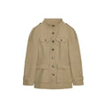 Standing Collar Buttons Jackets Woman Slim Cinch Waist Jackets Vintage Outwear Pockets Tops Khaki Ladies Clothes 2025 Trending