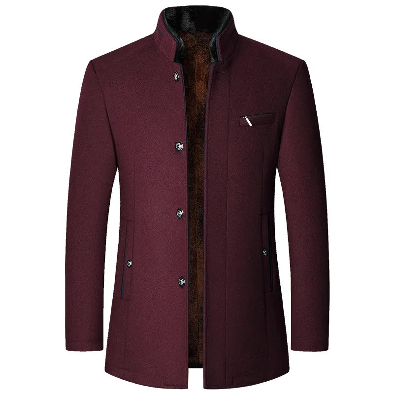 Men Woollen Trench Coats Cashmere Blazers Jackets Stand-Up Collar Business Casual Suits Coats Male Winter Jackets and Coats 4