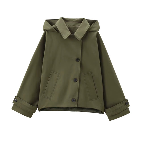 Hooded Women'S Trench Coat Long Sleeve Women'S Windbreaker New in Coats and Jackets for Women Winter Coats Woman Trench