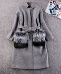 Women Autumn Winter Coats Jackets Wool Coat Fur Pocekts Long Parka Warm Outwear Spring Casaco Feminino