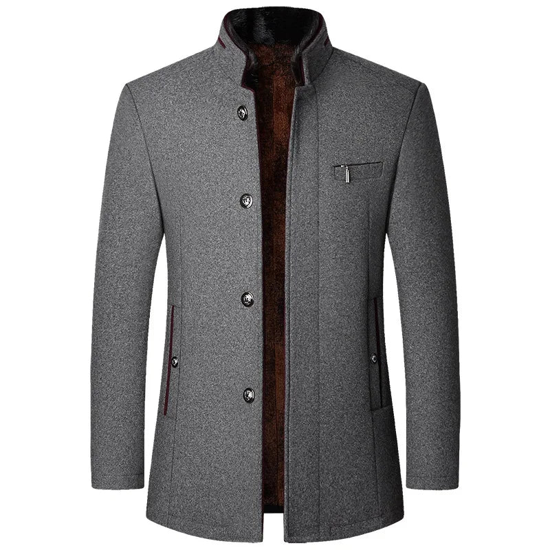 Men Woollen Trench Coats Cashmere Blazers Jackets Stand-Up Collar Business Casual Suits Coats Male Winter Jackets and Coats 4