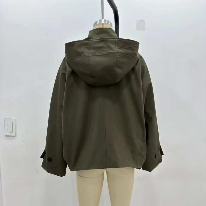 Hooded Women'S Trench Coat Long Sleeve Women'S Windbreaker New in Coats and Jackets for Women Winter Coats Woman Trench